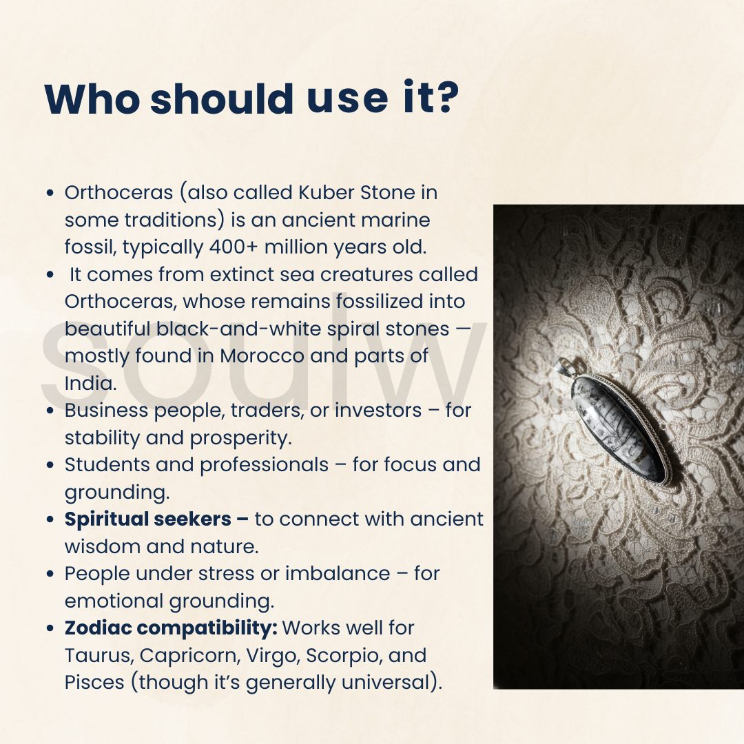 Orthoceras Fossil Kuber Stone Pendant, Kuber Locket, Unisex, Money magnet