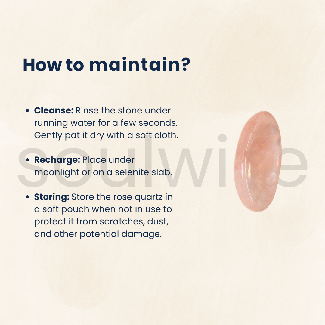 Soulwise Rose Quartz Worry Stone – Natural Thumb Stone for Anxiety Relief, Pocket Crystal for Stress & Self-Love.