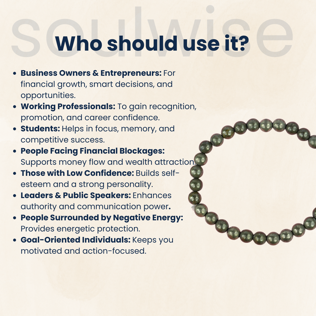 Pyrite Bracelet 6mm – Natural Crystal Beads for Wealth, Abundance, Growth & Protection | Money Magnet Stone | Unisex