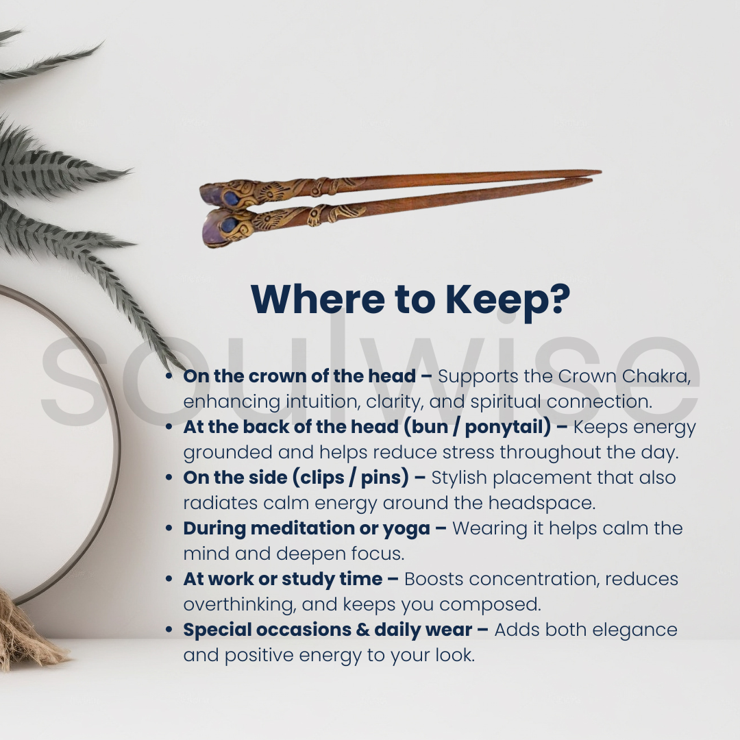 Amethyst & Lapis Lazuli Hair Stick – Crystal Healing Hair Pin for Spiritual Style