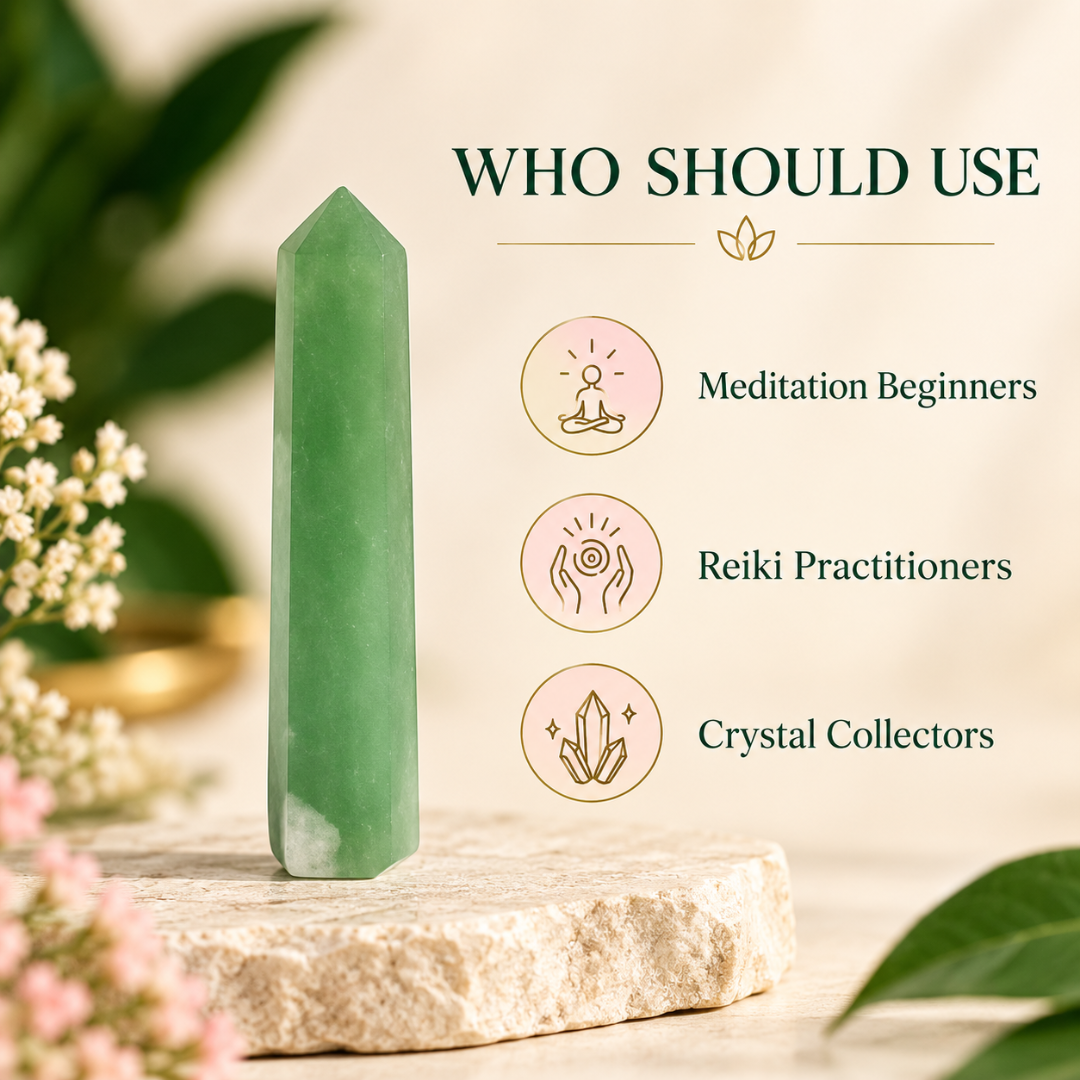 Green Aventurine Crystal Pencil 3 Inch – Natural Healing Gemstone Point for Good Luck, Wealth, Prosperity, Heart Chakra Balancing, Reiki, Meditation & Positive Energy
