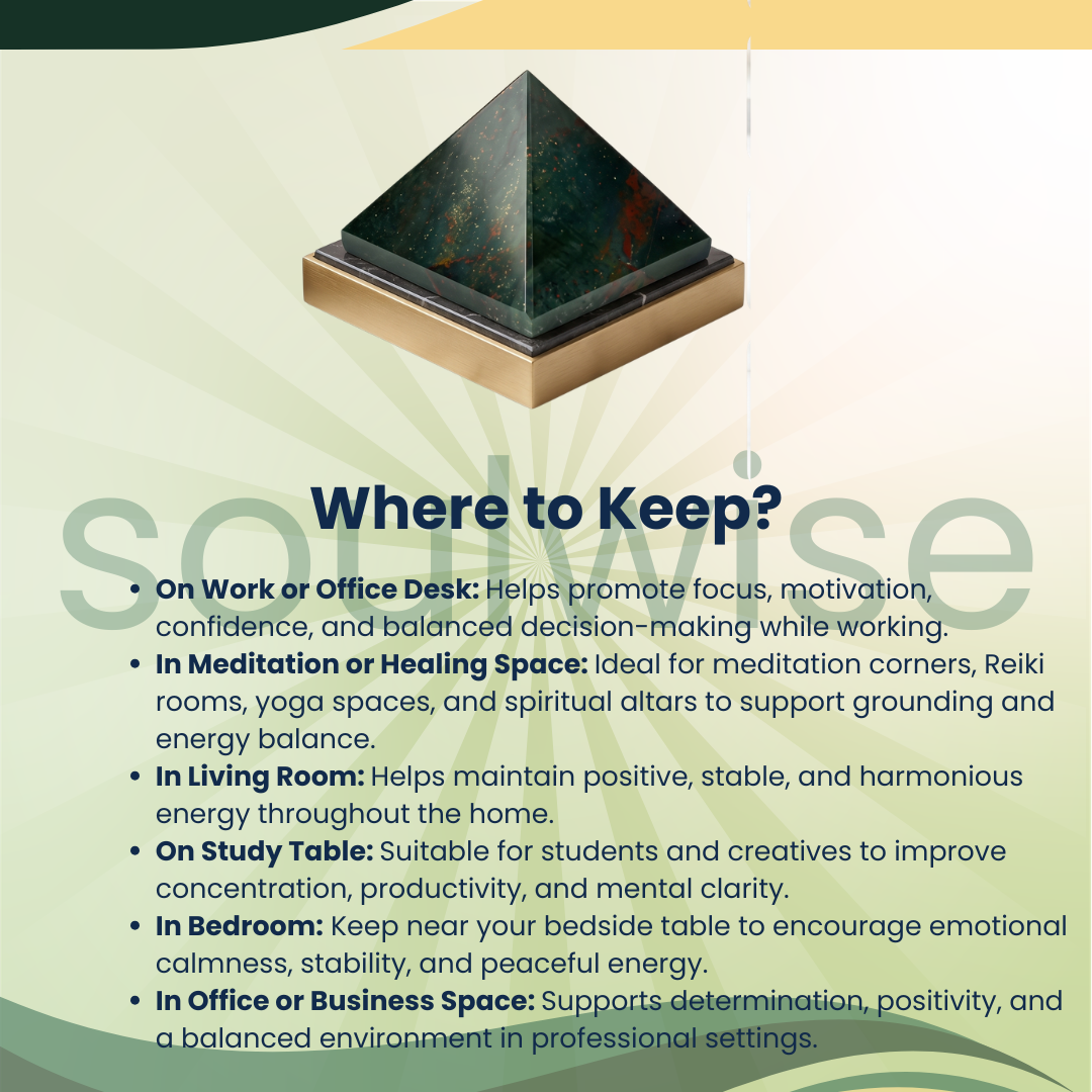 Natural Bloodstone Crystal Pyramid – Gemstone Energy Pyramid for Strength, Vitality & Spiritual Décor