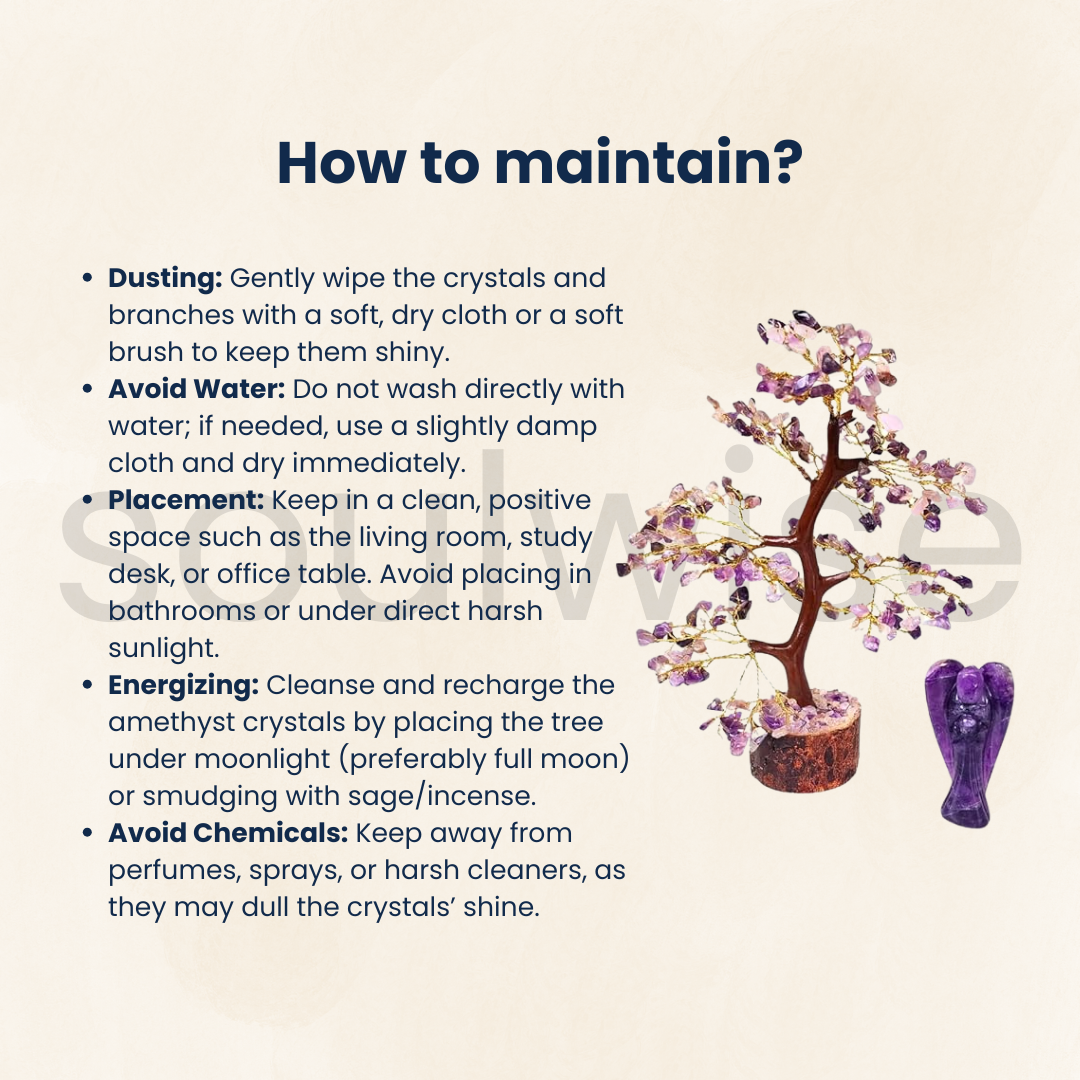 Amethyst Crystal Tree with 3 Angel Figurines – 8" Handmade Gemstone Bonsai Tree for Healing, Home Decor & Spiritual Energy – Reiki, Chakra Balancing, Gift for Meditation Lovers
