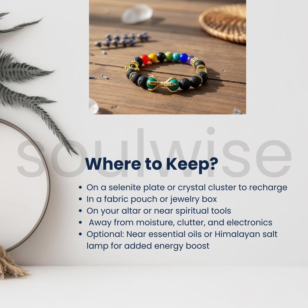 Natural Energized 7/Seven Chakra Lava Stone Hamsa Pyramid Healing Crystal Bracelet (Bead Size 8 MM)