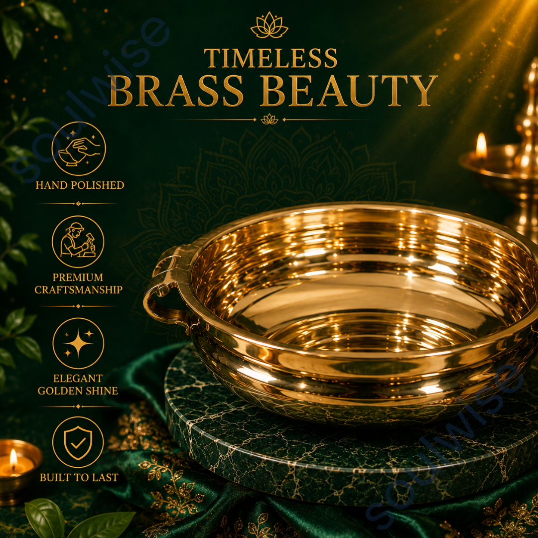 Pure Brass Urli Bowl – Traditional Decorative Water Bowl for Floating Flowers, Diyas, Spiritual Décor & Festive Home Decoration (8 Inch)