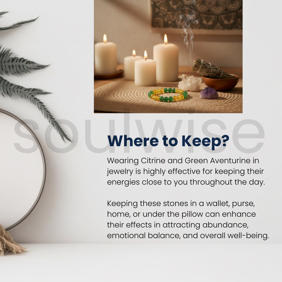 Soulwise 8mm Citrine & Green Aventurine Bracelet for Wealth & Abundance Financial Abundance & Business Growth Bracelet