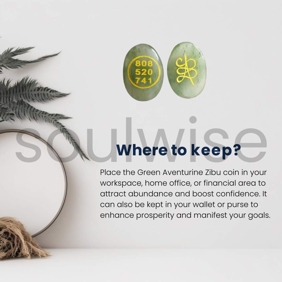 Soulwise Green Aventurine Angelic Sign Coin – Natural Crystal Pocket Token for Luck, Protection & Spiritual Guidance