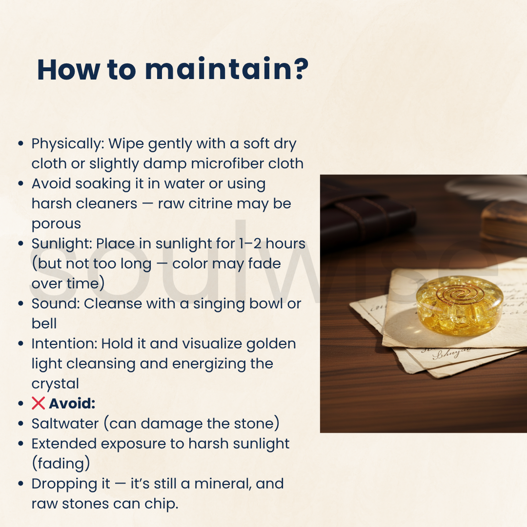 Natural Citrine Crystal Paperweight – Raw Polished Gemstone for Positivity, Desk Decor