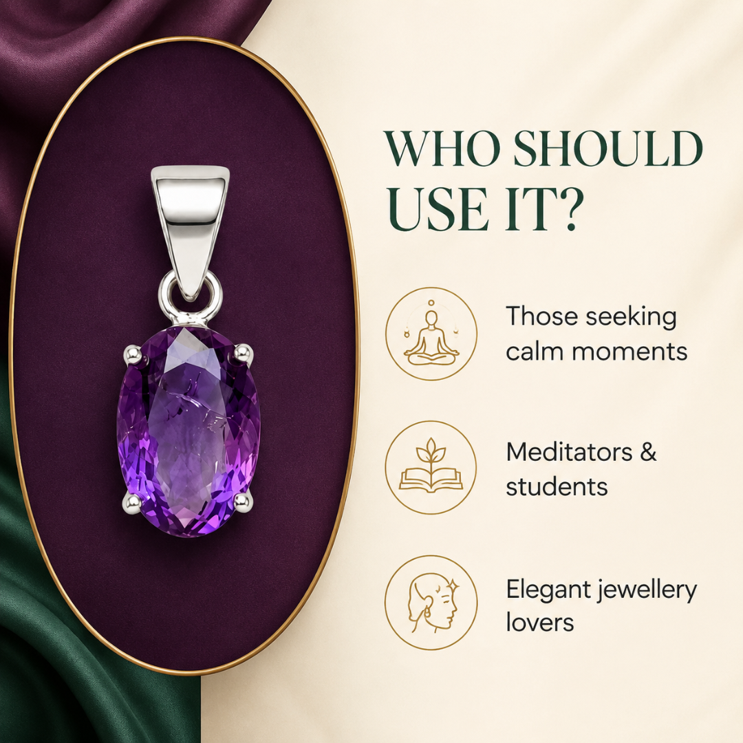 Natural Amethyst Gemstone Pendant – Oval-Cut Purple Crystal Jewellery