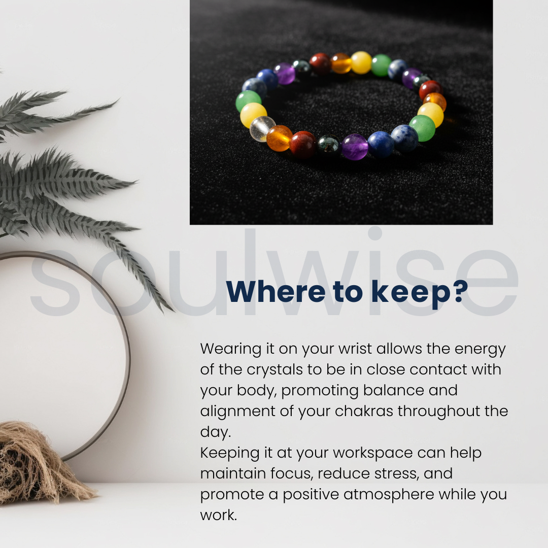 Certified Natural 7 Chakra Healing Bracelet – 8m,ine Gemstone Beads,Meditation, Yoga & Spiritual Unisex Jewelry.