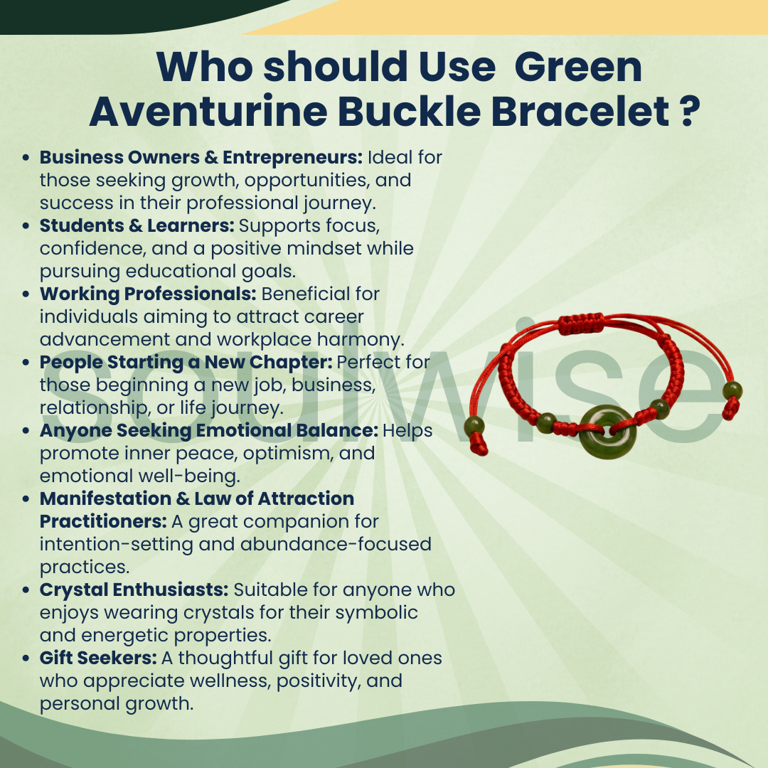 Green Aventurine Safety Buckle Bracelet – Natural Crystal Bracelet for Prosperity, Good Luck, Growth & Positive Energy