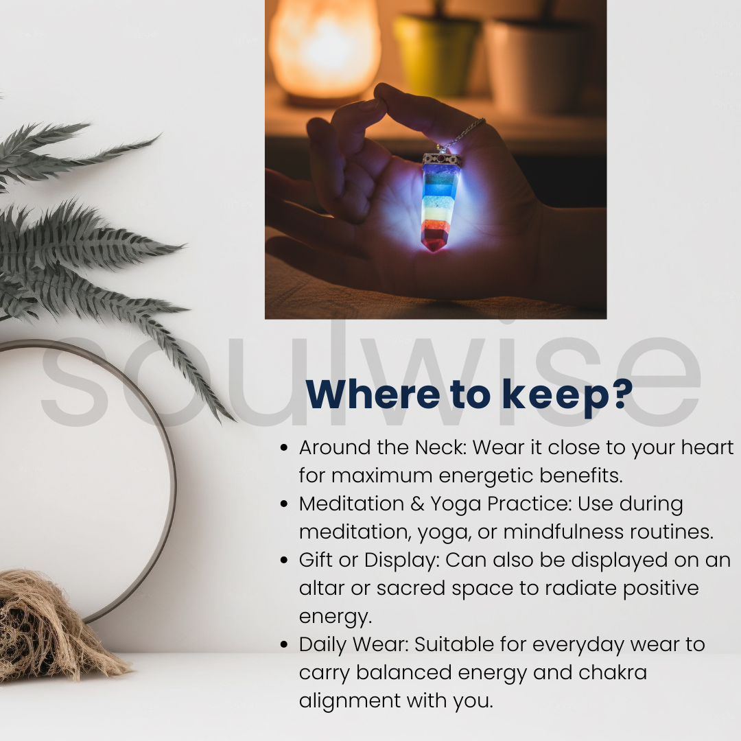 7 Chakra Flat Crystal Pendant for Men & Women – Natural Healing Gemstone Energy Necklace for Reiki, Meditation & Spiritual Balance