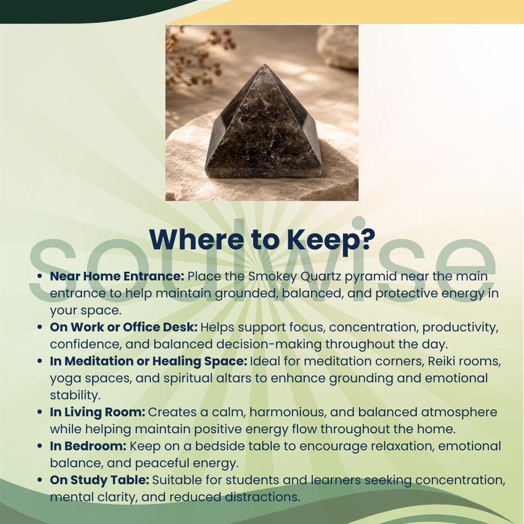 Natural Smoky Quartz Crystal Pyramid – Gemstone Energy Pyramid for Grounding, Clarity & Spiritual Décor