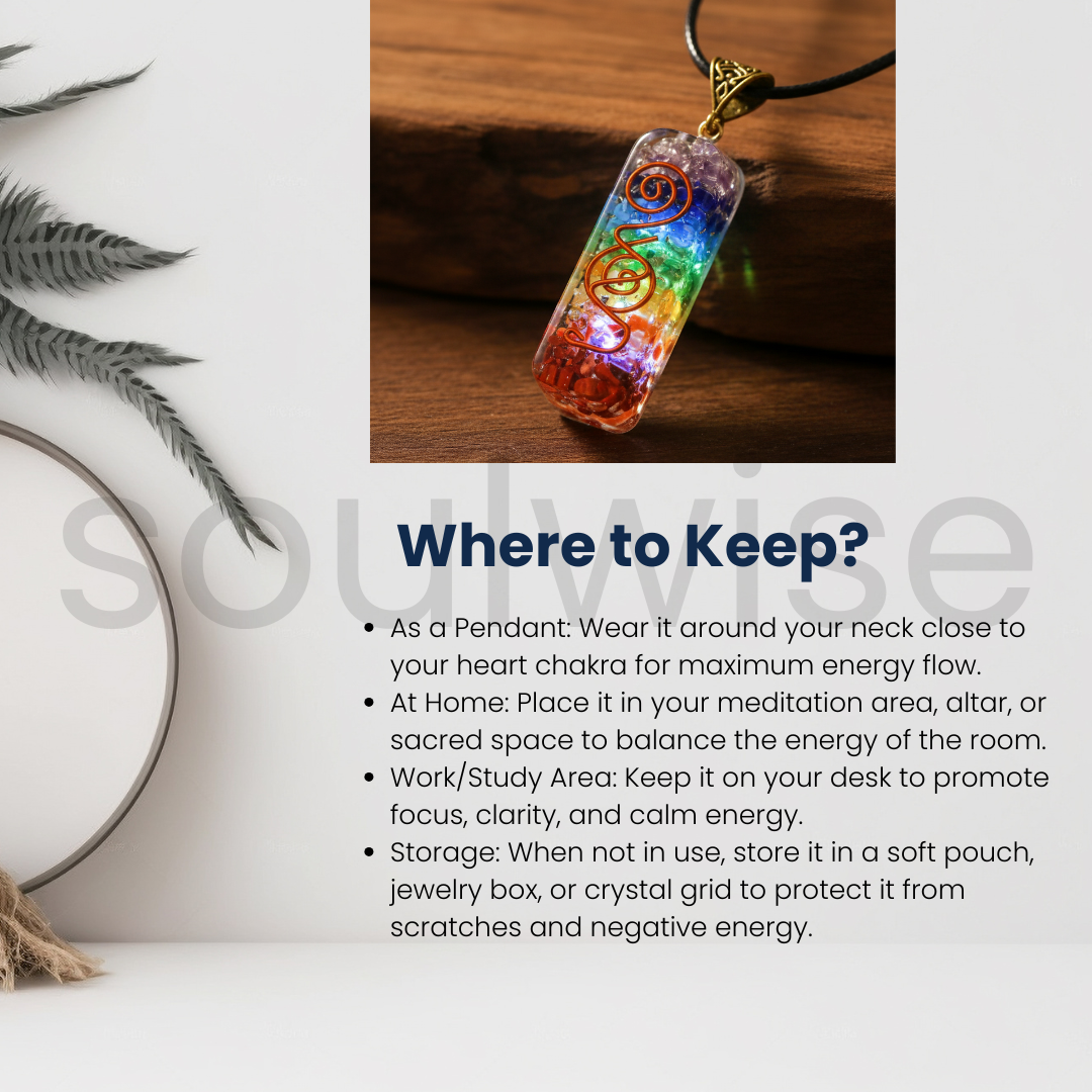 7 Chakra Rainbow Layered Orgone Pendant – Energy Healing, Spiritual Alignment, Chakra Balancing Necklace