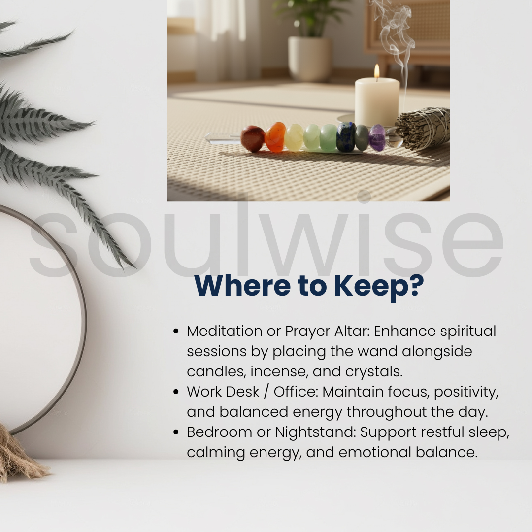 7 Chakra Tumbled Crystal Healing Wand – Natural Gemstone Energy Balancing Stick for Meditation, Reiki, and Chakra Alignment.