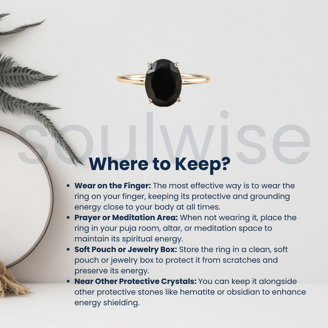 Natural Black Tourmaline Gemstone Ring – Protection,Grounding, Negative Energy & Protection