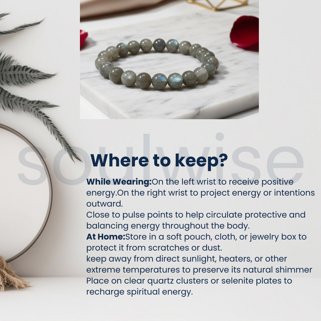Labradorite Bracelet 8mm for Women & Men with Certificate – Natural Crystal for Protection, Intuition & Energy Shield