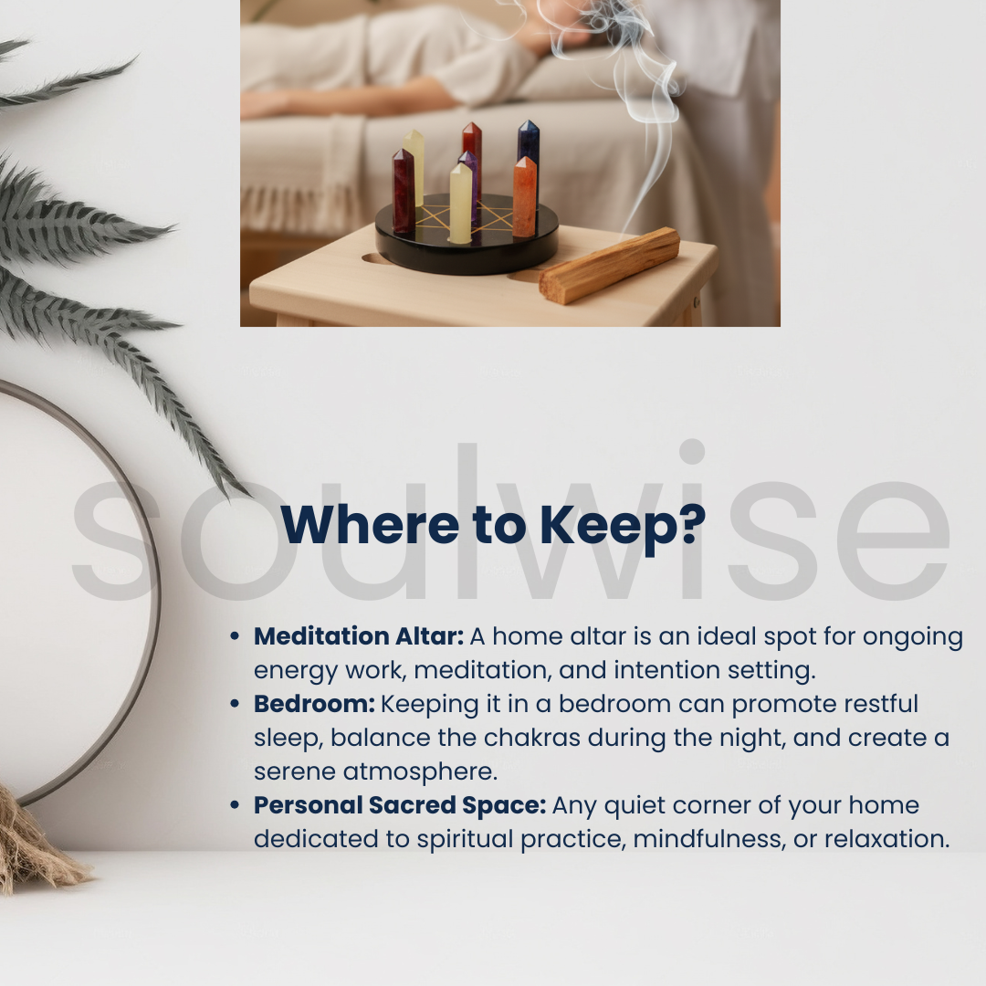 7 Chakra Sacred Geometry Crystal Set, Natural Healing Stones with Pentagram Base