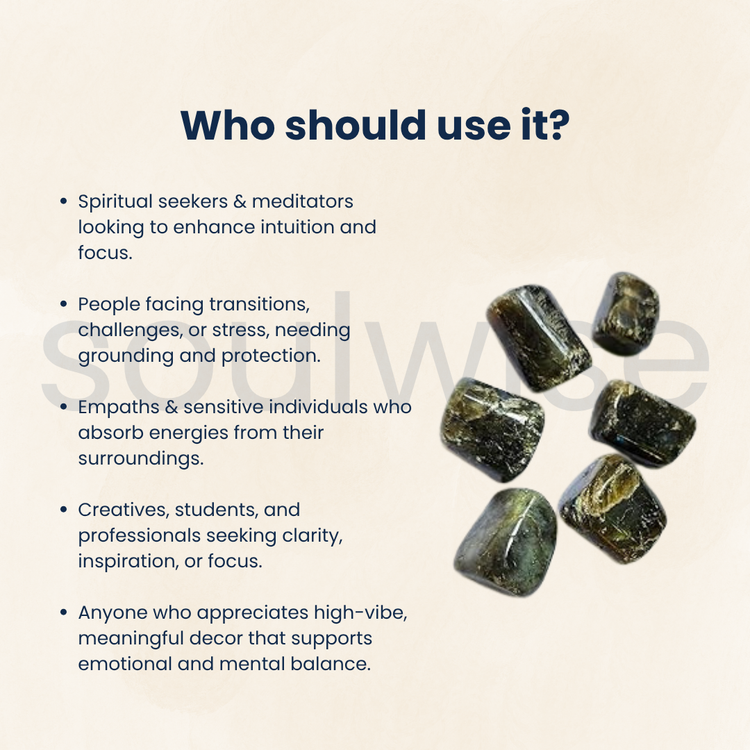 Labradorite Tumbles – Set of 6 A-Grade Natural Healing Crystals | Polished Tumbled Stones for Protection, Intuition & Energy Work