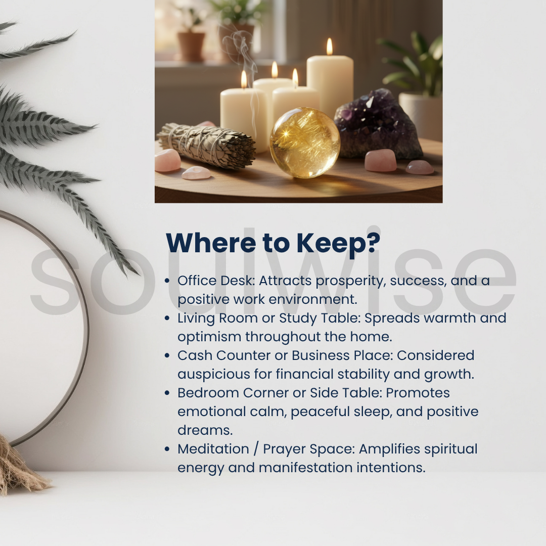 Natural Citrine Crystal Sphere – Healing Stone for Abundance, Positivity & Success