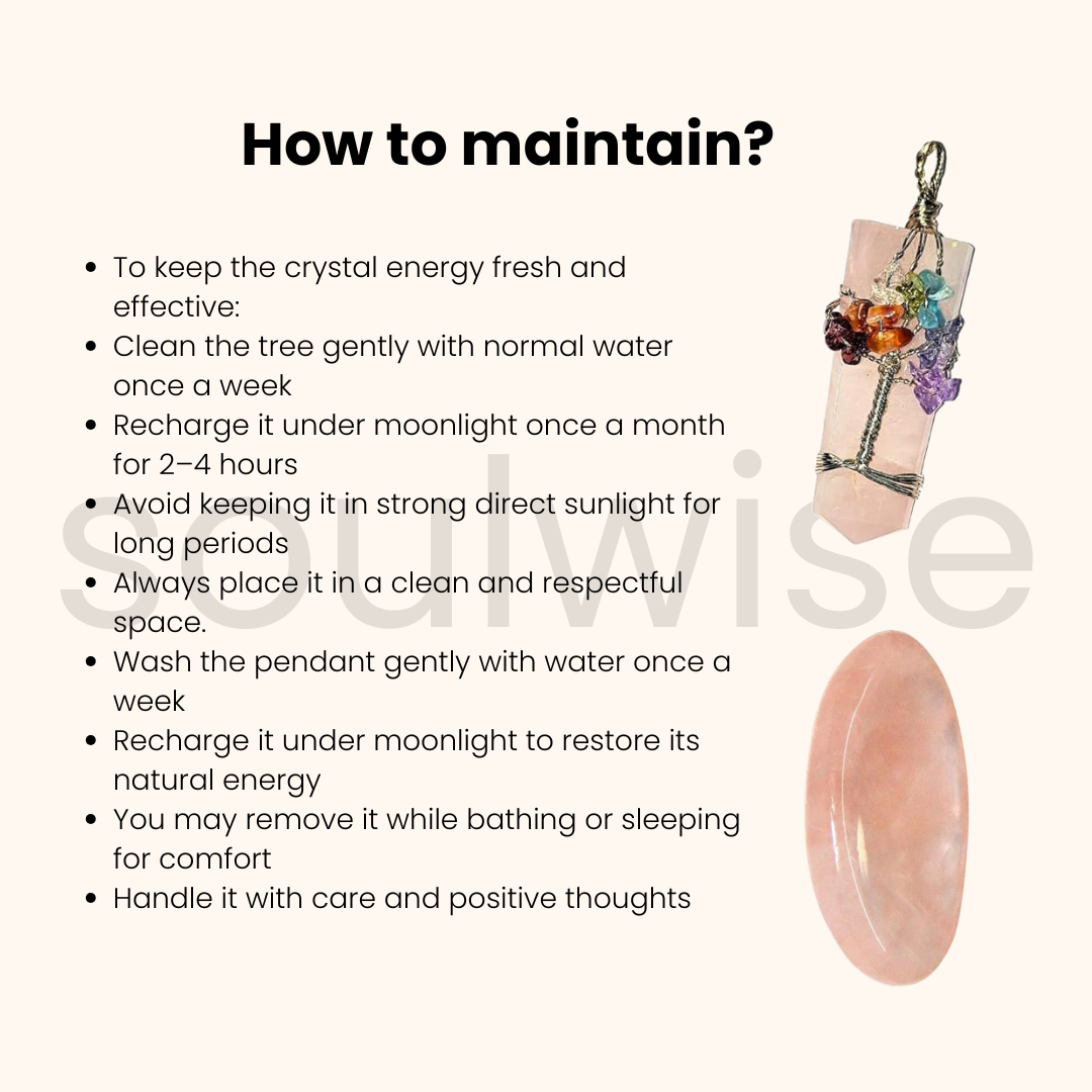 Rose Quartz Tree of Life Pendant & Thumb Stone Set – Valentine’s Day Gift for Love, Positivity & Emotional Healing | Natural Crystal Jewelry for Women