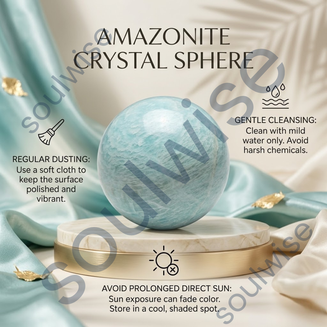 Amazonite Crystal Sphere – Natural Healing Crystal Ball for Calmness, Communication & Chakra Balancing | Polished Gemstone Sphere for Meditation, Reiki & Home Décor
