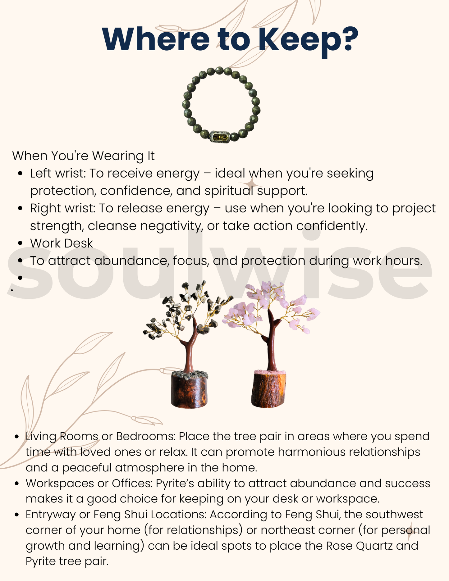 Soulwise Rakhi Gift Hamper for Brother – Pyrite & Rose Quartz Crystal Trees (6"), Pyrite & Vajra Bracelet – for protection and abundance