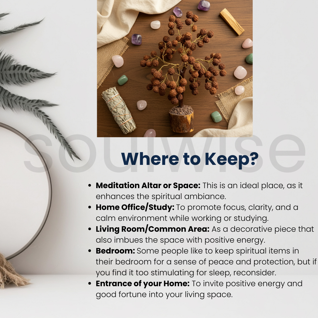 Handcrafted Original Rudraksha Tree Bonsai - Spiritual Home & Office Decor Showpiece | Positive Energy Gifting | Pooja Room Accessory