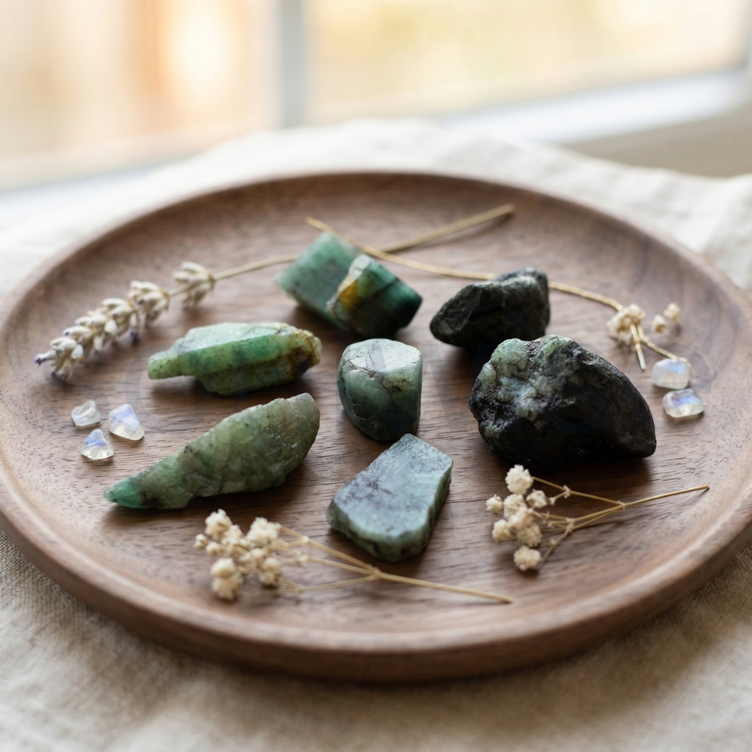 Emerald Raw Natural Stone – Unpolished Precious Crystal for Love, Abundance & Wisdom | Heart Chakra Healing Stone (50g)