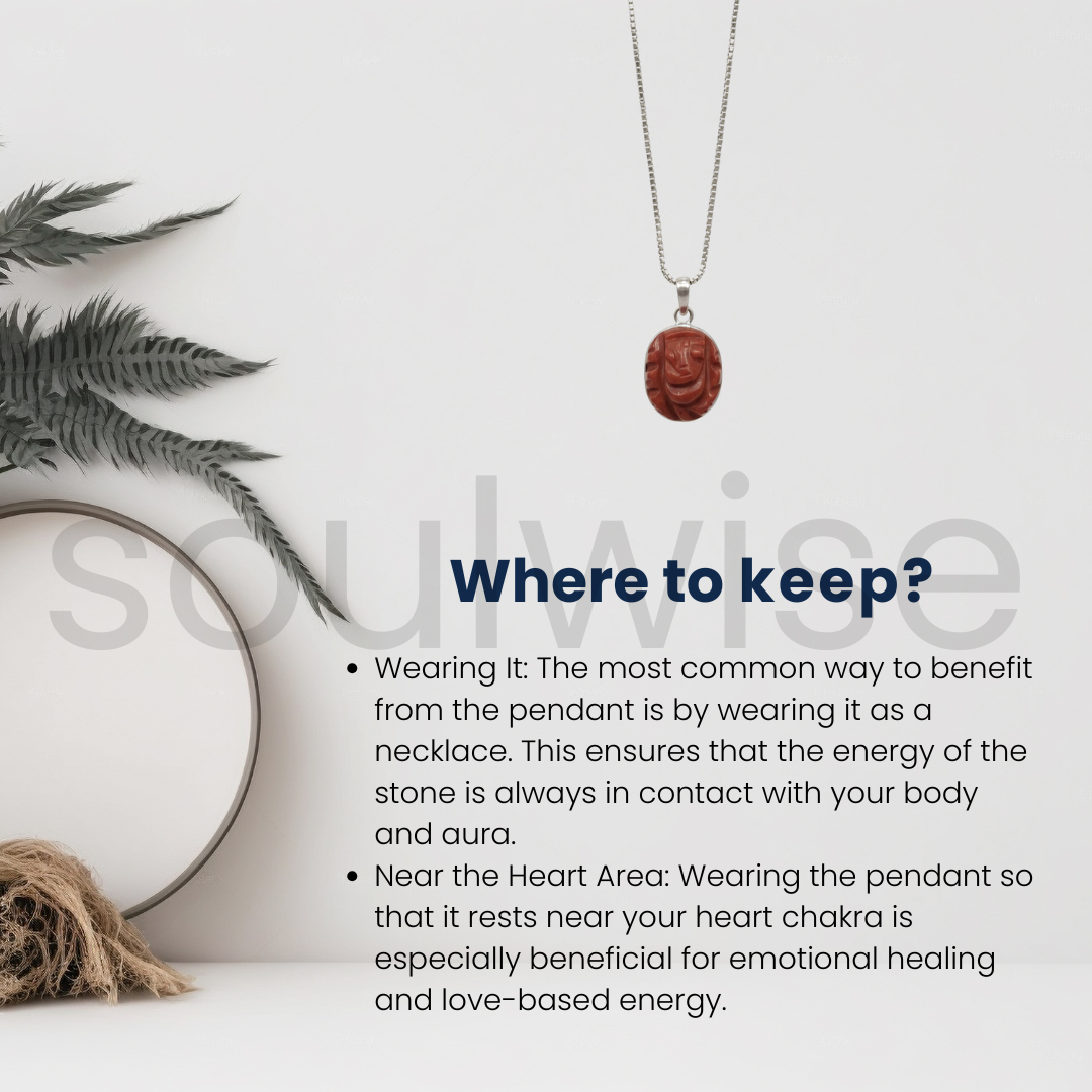 Red Jasper Ganesh Ji Pendant Genuine Carved Stone