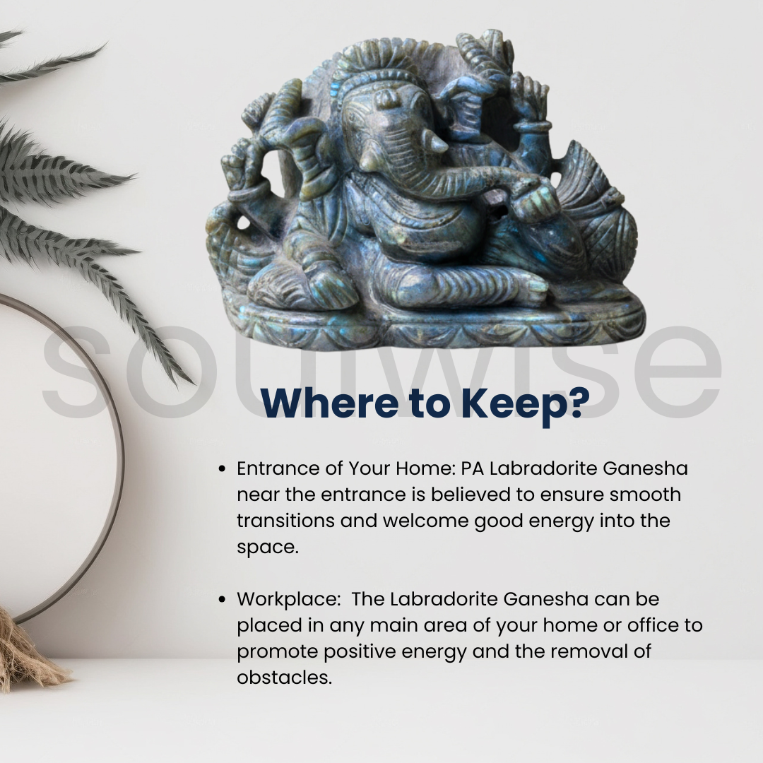 Labradorite Ganesha Idol, Housewarming Gift Decor,1.40g.
