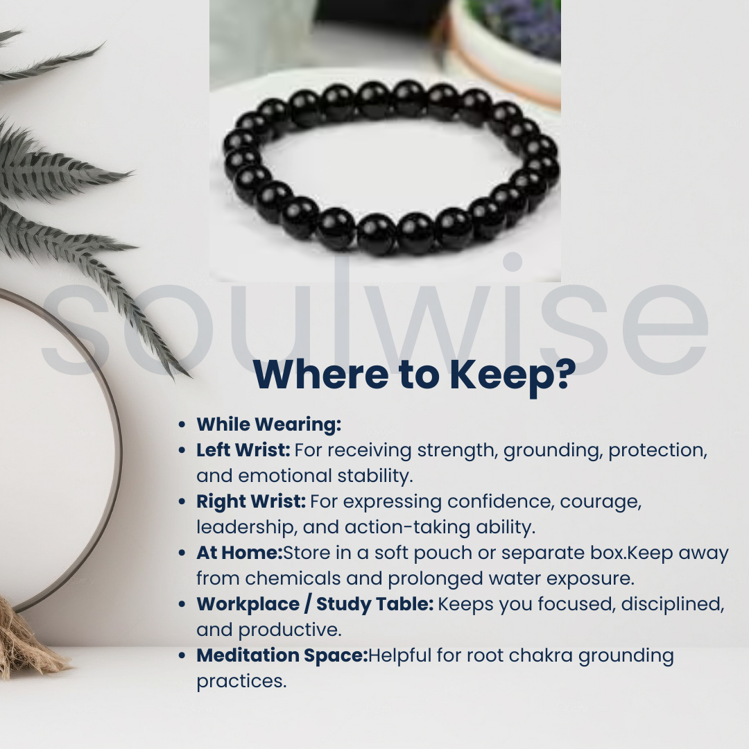 Black Tourmaline Bracelet 8mm – Natural Protection Crystal Beads for Evil Eye Shield, Grounding & Focus | Unisex