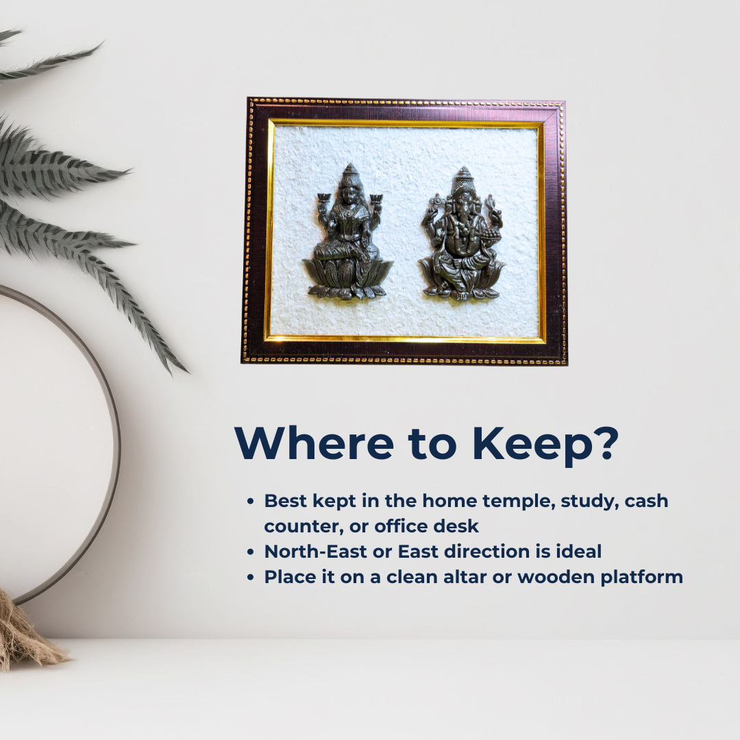 Maa Laxmi & Lord Ganesh Pyrite with Selenite Healing Crystals Frame – Vastu Spiritual Decorative Gift for Home, Office, Wealth & Positivity.