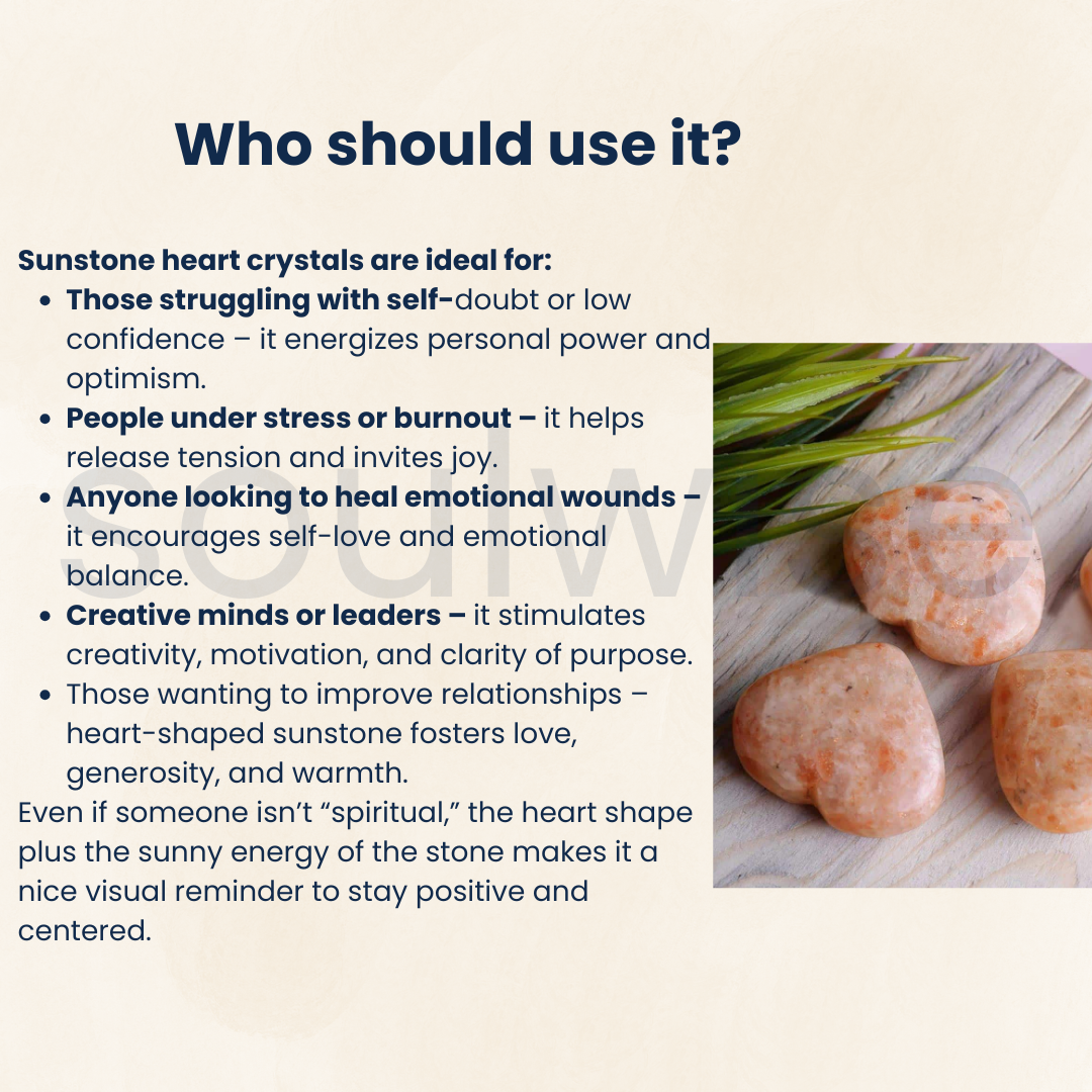 Natural Sunstone Crystal Heart 1 Inch | Polished Healing Stone for Positivity, Confidence, Joy & Energy Balance | Meditation & Spiritual Gift