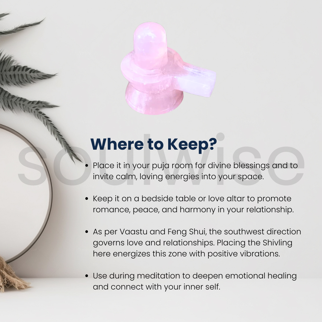 Soulwise Rose Quartz Shivlingam 2", Inner Peace, Balance, and Harmony, Healing Crystal Decor, 100g.
