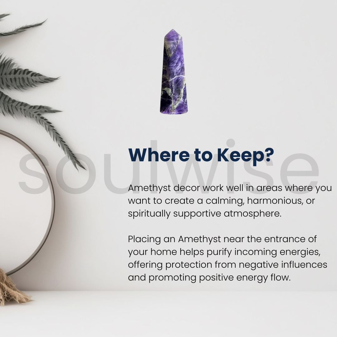 Amethyst Tower – AAA Grade "Natural crystal obelisk for chakra alignment, energy healing & spiritual clarity. Hand-carved from premium-grade amethyst."