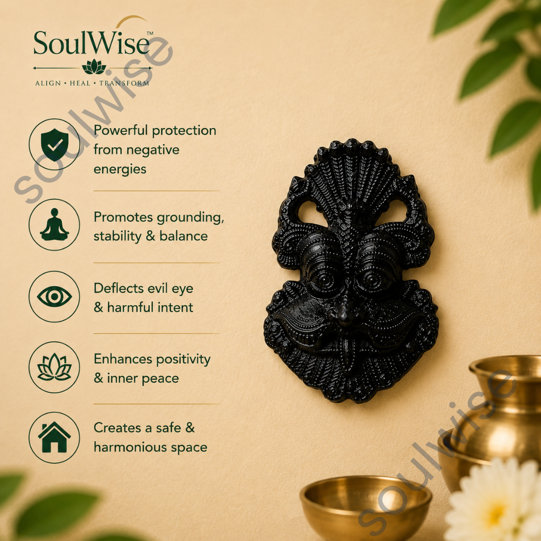 Black Tourmaline Crystal Face Carving – Natural Healing Crystal Décor for Protection, Grounding & Positive Energy