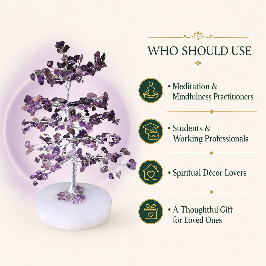 Amethyst Tree of Life  Symbol of balance, peace, and spiritual growth. Handcrafted with natural amethyst chips and a crystal base(8Inch).