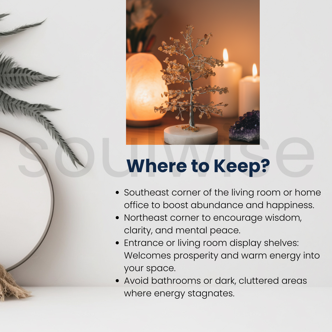 Citrine Crystal Tree with Quartz Base, 8" Energy Healing Crystal for Joy.