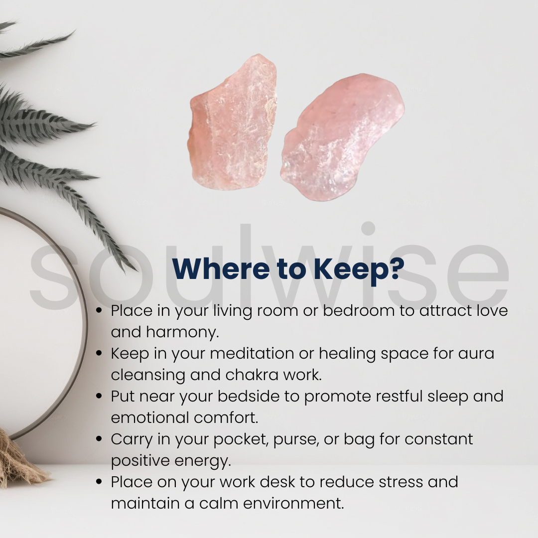 Raw Rose Quartz, Healing crystal, set of 2