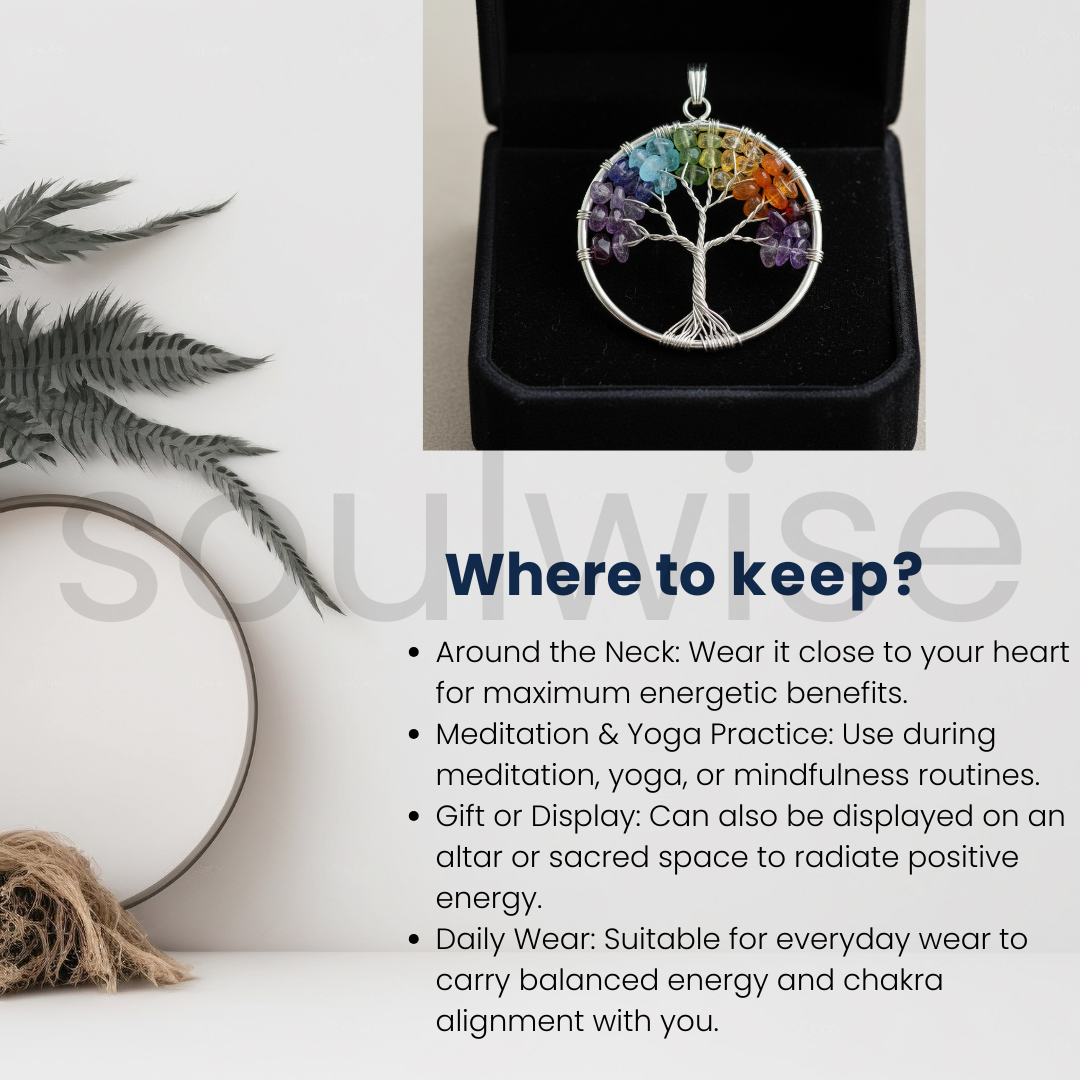 Tree of Life Chakra Pendant – Seven Chakra Gemstone Necklace – Spiritual Healing Jewelry