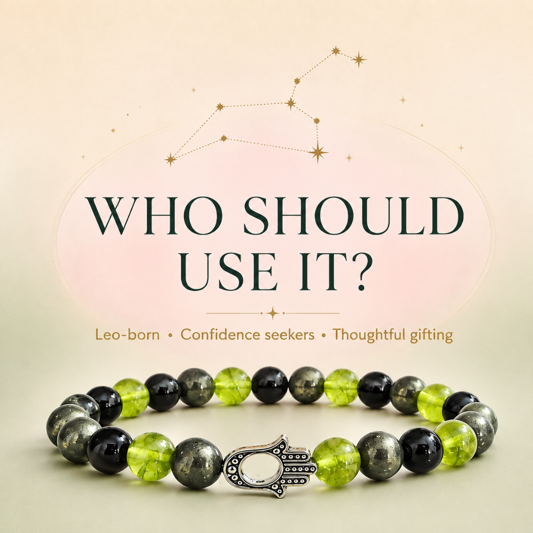 Leo Zodiac Crystal Bracelet with Hamsa Hand Charm – Certified Natural Multi-Stone 8mm Beads