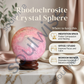 Rhodochrosite Crystal Sphere – Natural Healing Crystal Ball for Love, Emotional Healing, Compassion & Inner Harmony | Polished Gemstone Sphere for Meditation, Reiki & Home Décor