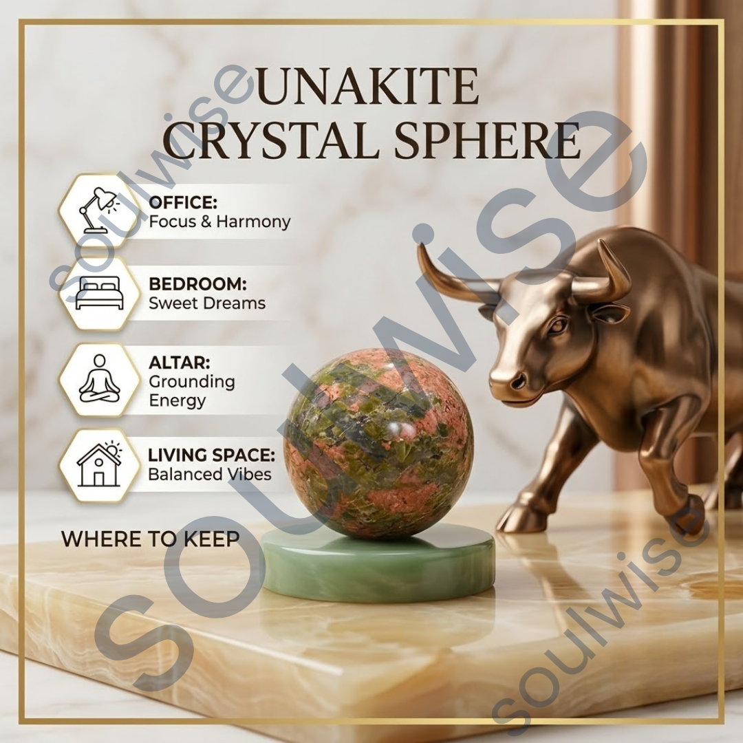 Unakite Crystal Sphere – Natural Healing Crystal Ball for Heart Chakra Healing, Love, Compassion & Emotional Balance | Polished Gemstone Sphere for Meditation, Reiki & Home Décor