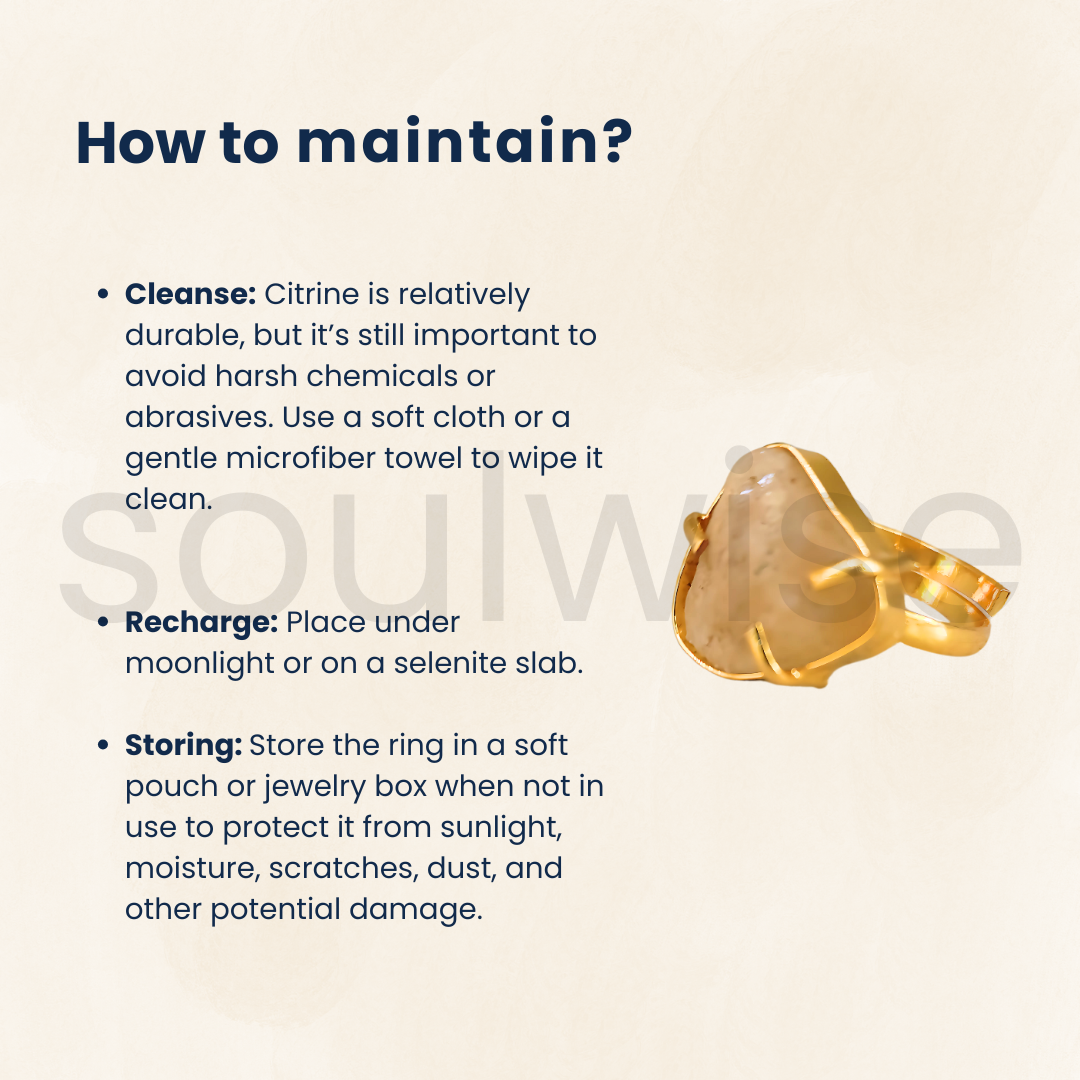 Natural Citrine Ring for Men, Adjustable, Certified