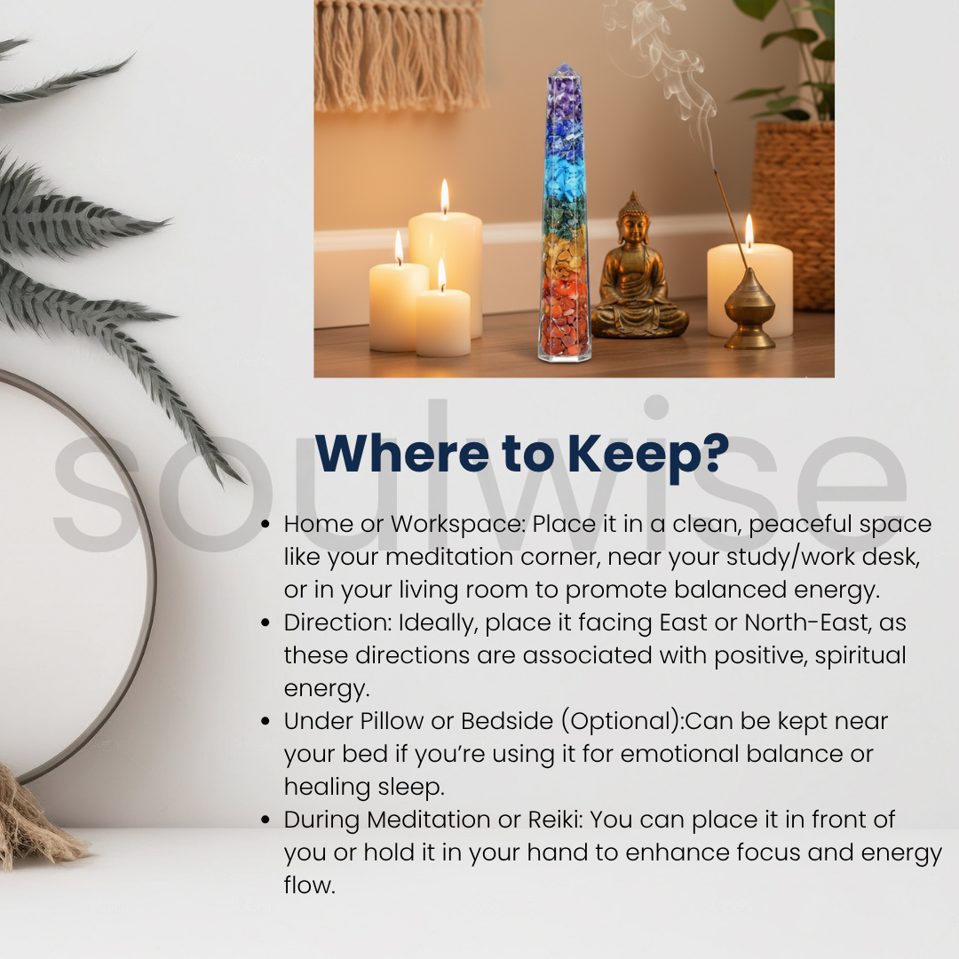 Seven/7 Chakra Orgonite Pencil Obelisk– Natural Gemstone Energy Generator Wand for Reiki, Meditation, Chakra Balancing & Positive Energy.