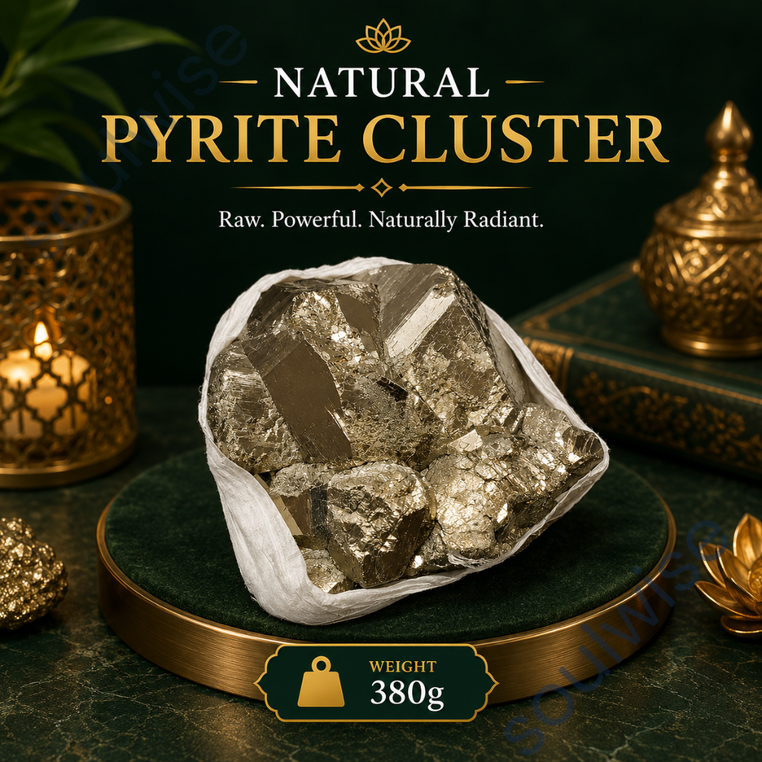 Natural Pyrite Cluster Raw Crystal Stone – Authentic Golden Fool’s Gold for Prosperity, Protection & Positive Energy (60g)