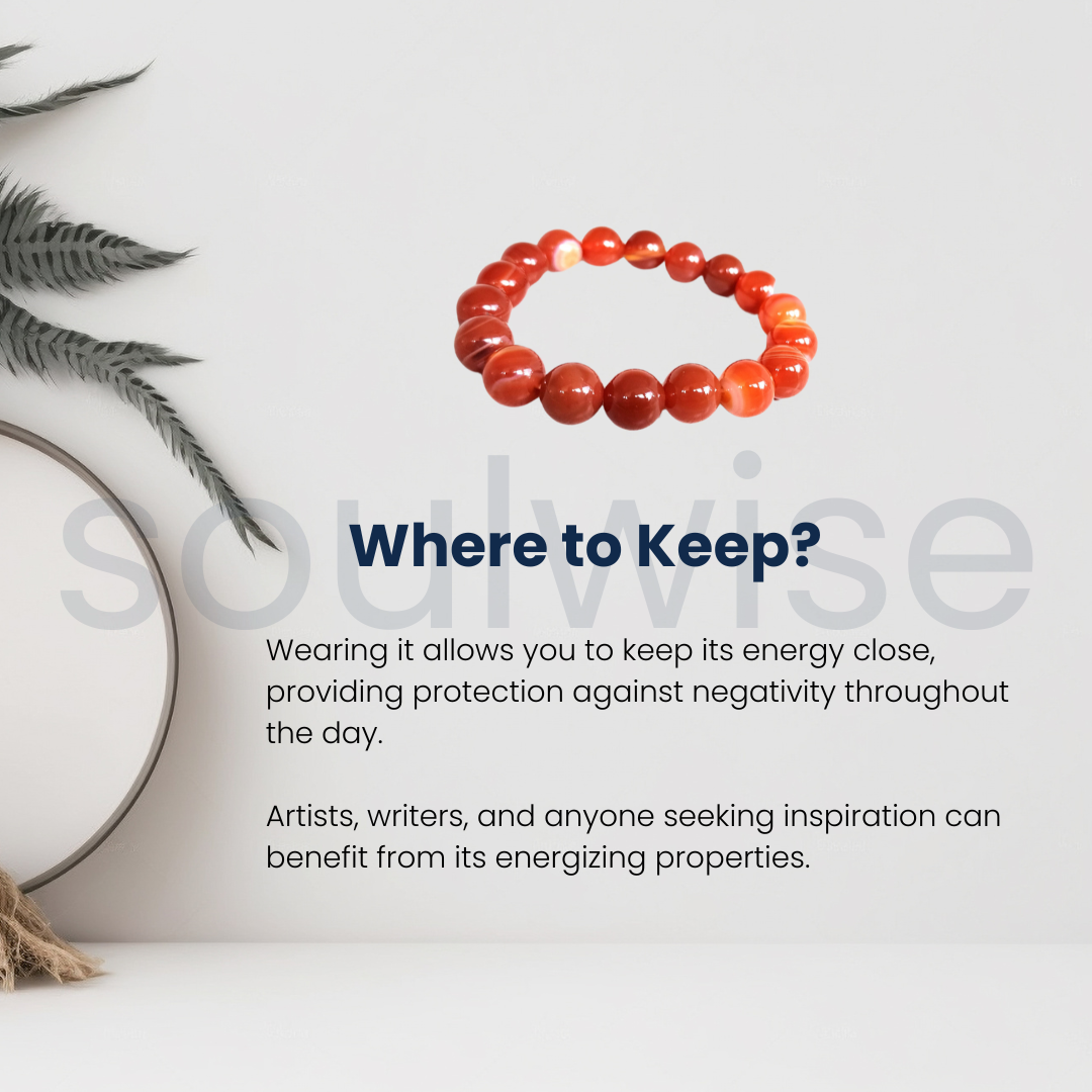 Natural Carnelian Crystal Bracelet 8mm for Men & Women – Stone of Motivation, Confidence & Sacral Chakra Energy
