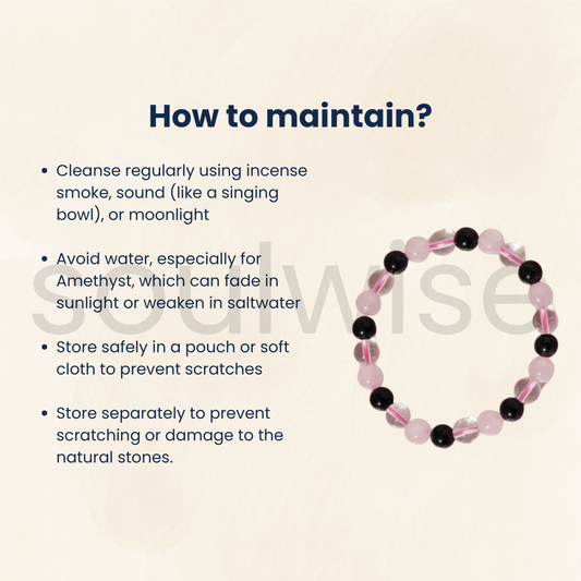 Healing Crystal Bracelet – Rose Quartz, Amethyst & Clear Quartz – 8mm