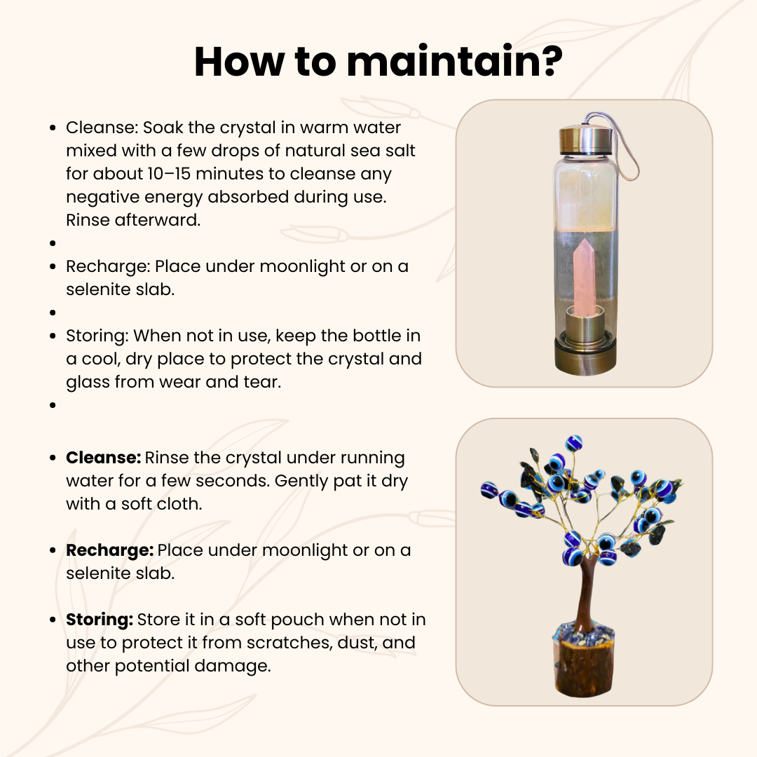 Rakhi Gift Combo for Sister – Black Tourmaline with Evil Eye Tree for Protection & Rose Quartz Crystal Elixir Water Bottle 500ml – Spiritual Decor & Wellness Hydration Set